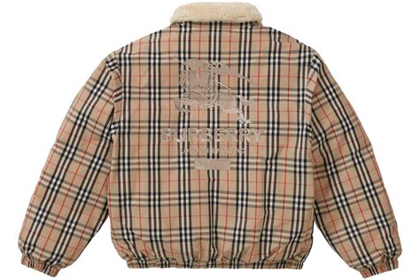 burberry check supreme|supreme shearling collar down puffer.